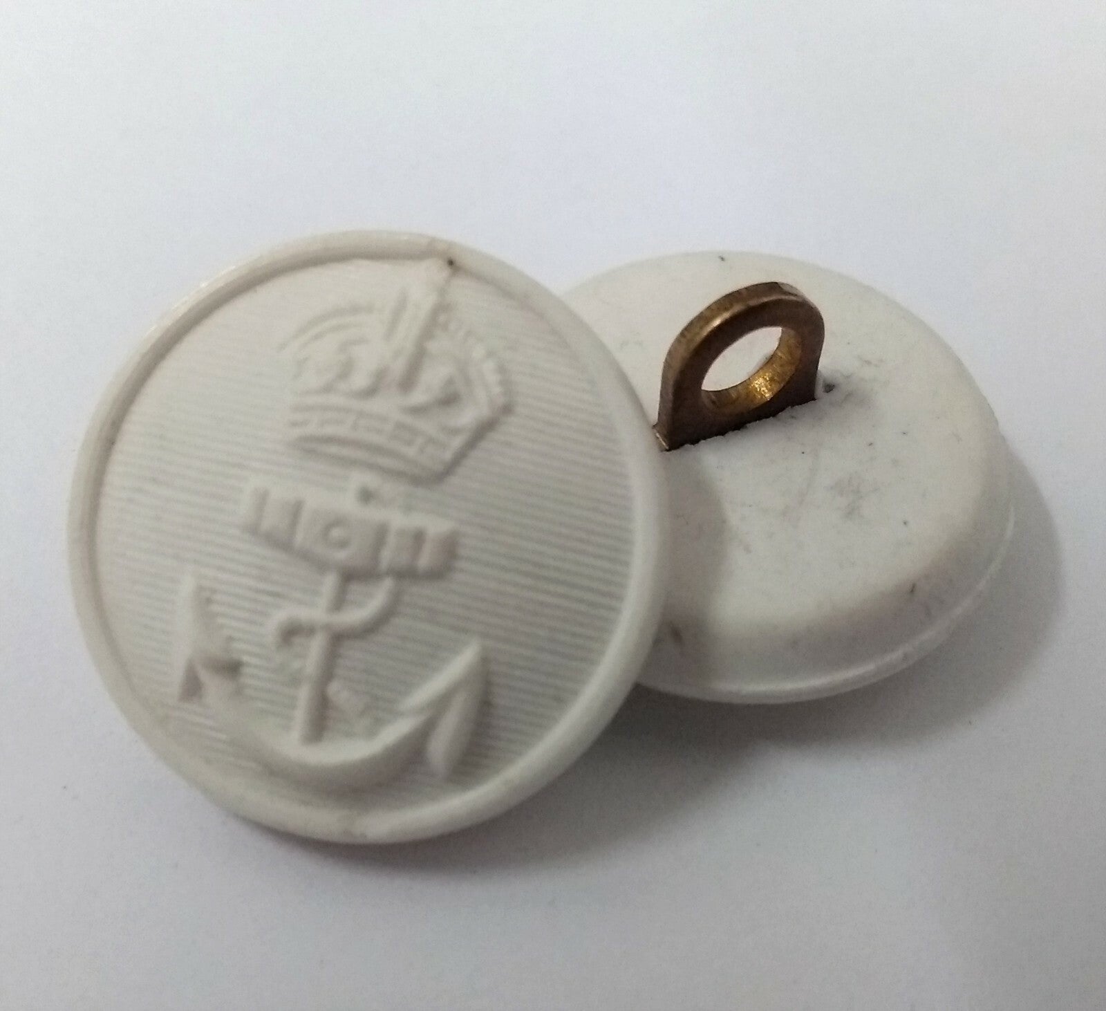 Genuine Vintage British Royal Navy RN White Kings Crown Naval Dress Buttons
