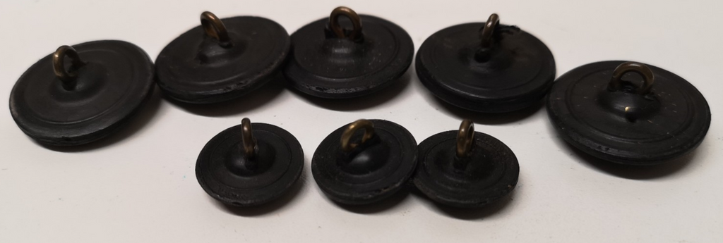 Black Livery / Civilian Buttons with Various Decorative Initial Letters set of 8
