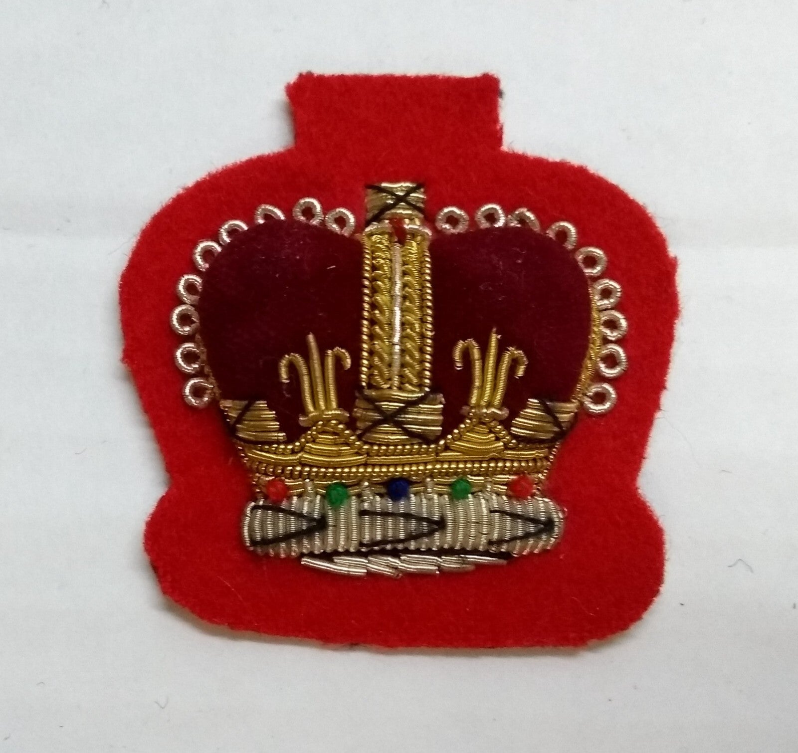 Warrant Officer Crown No1 WO 2 Scarlet British Army Hand Embroidered Arm Patch