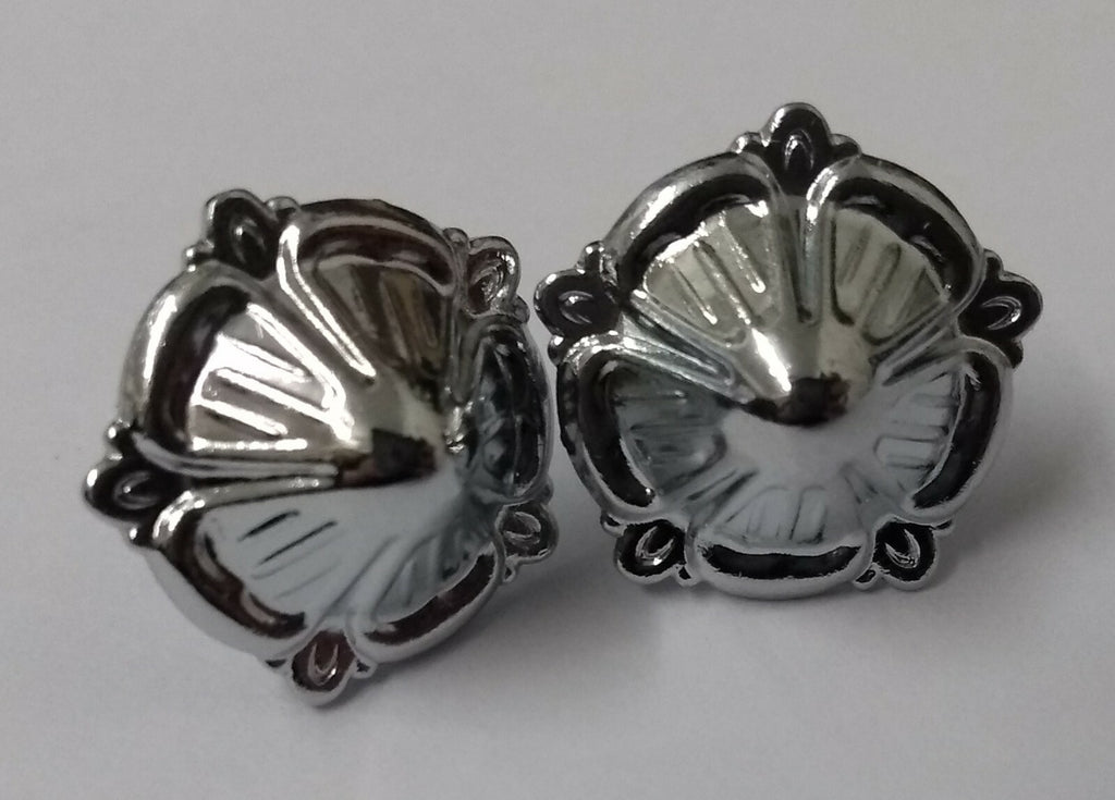 Genuine Issue Small 15.8mm Chrome Rose Ornament Decorations X2 STD153