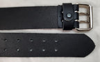 2" Utility Belt Full Grain Leather Nickel Plated Double Prong Roller Buckle