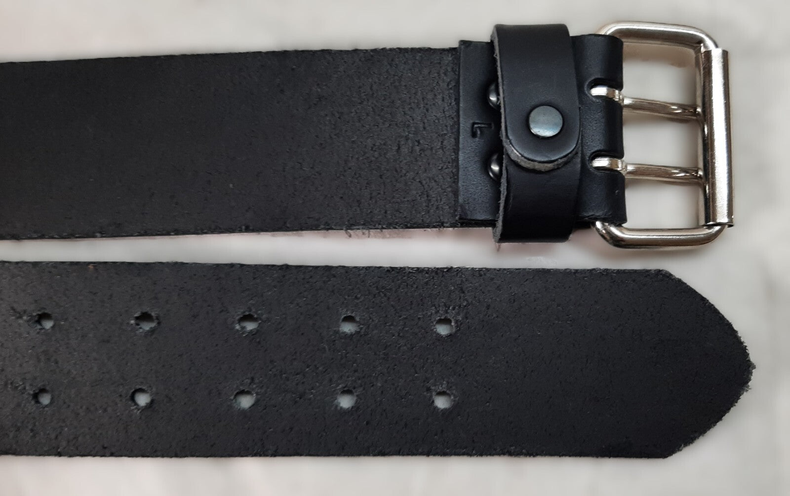 2" Utility Belt Full Grain Leather Nickel Plated Double Prong Roller Buckle
