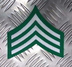 Sergeant Rank Stripes 3 Chevrons Silver on Green Genuine Issue EPB38