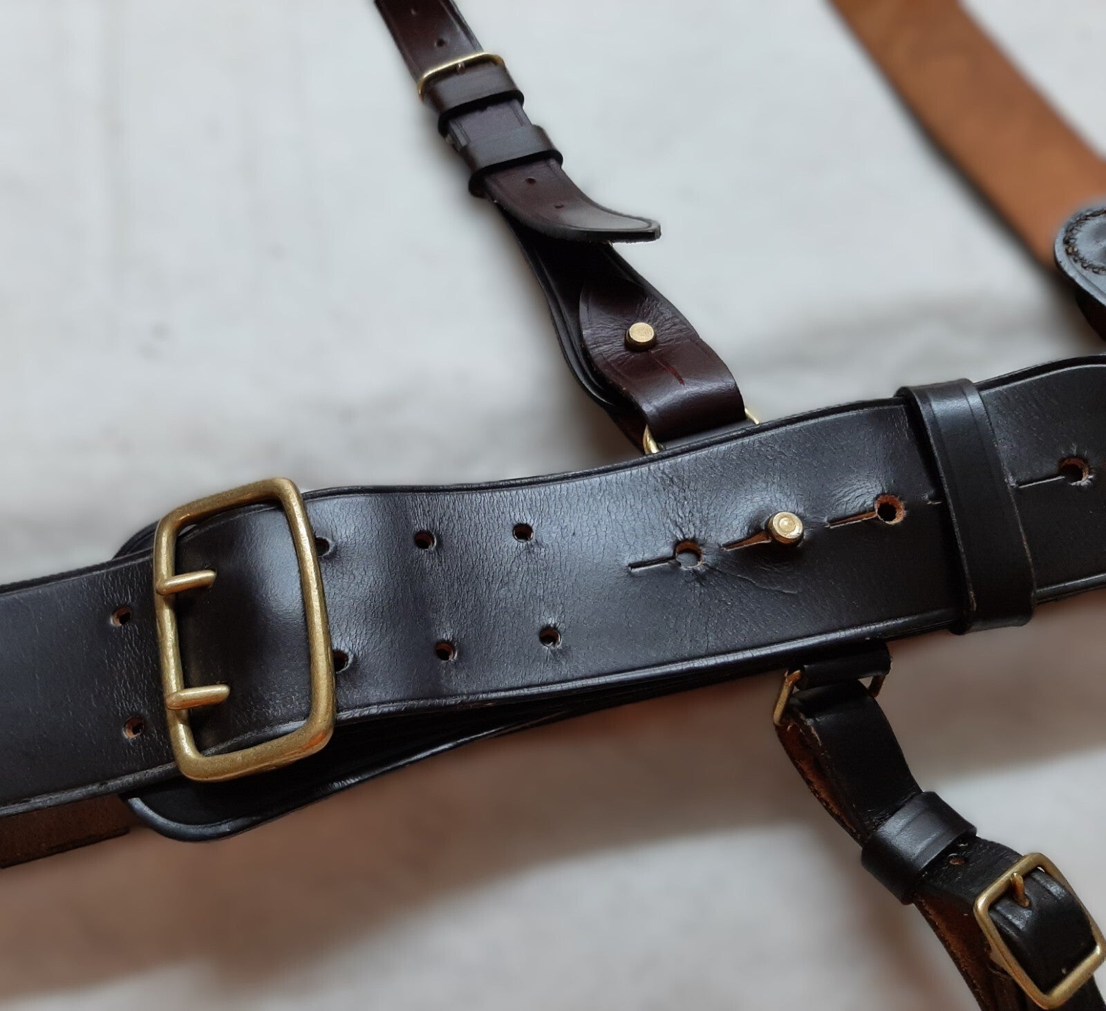Sam Browne Leather Waist Belt British Complete with Frog Size 4