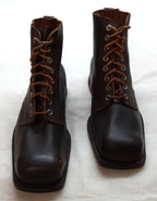 Vintage Army Boots Brown Leather WW2 Pattern 1947 Heel Plates Stitched Sole EU49