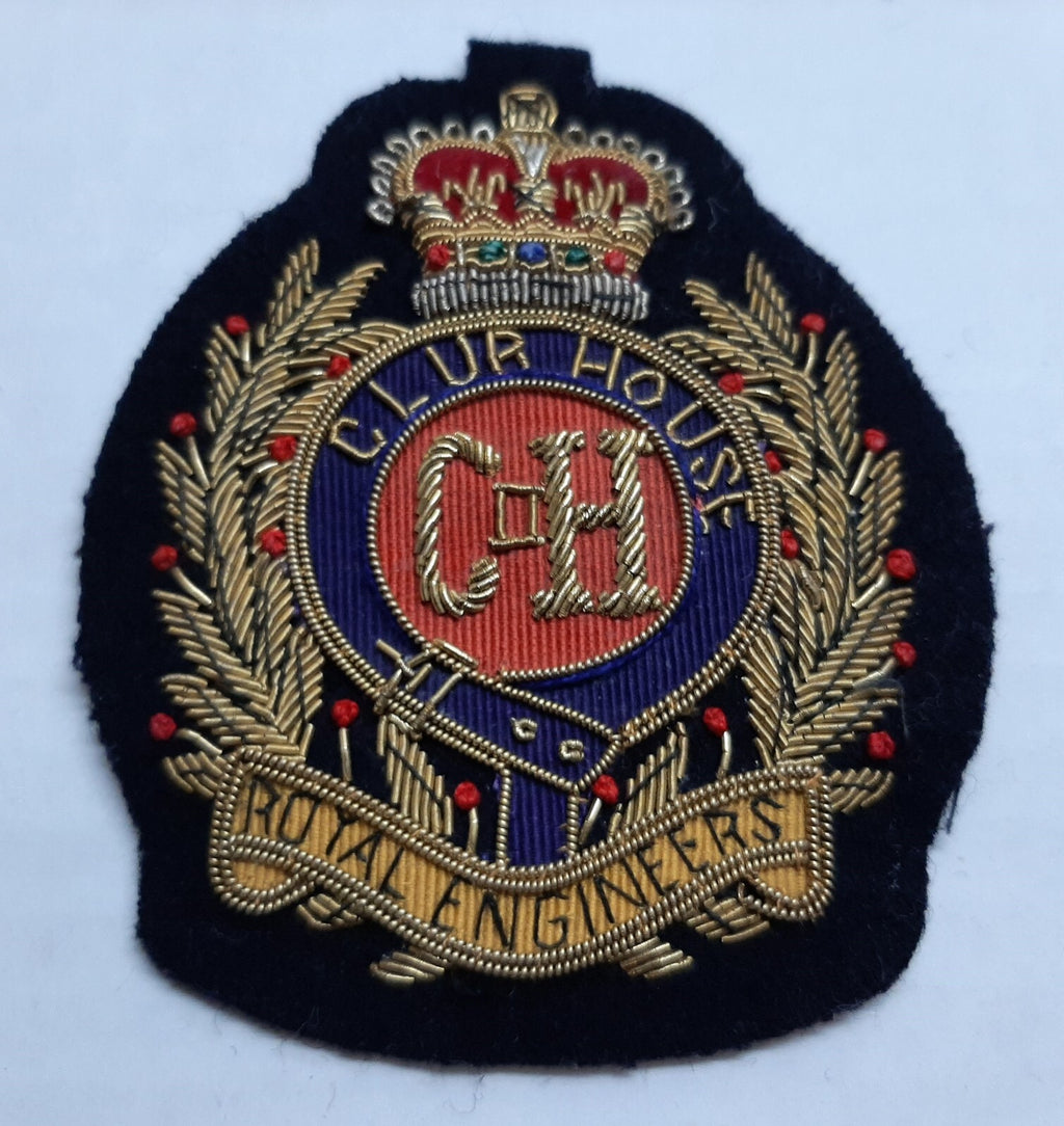 Royal Engineers Club House Blazer Badge Queen's Crown Hand Embroidered RE Patch