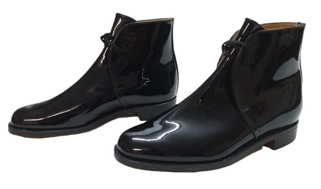 Sanders George Boots Officers Black Patent No Spur Box Housing Size 6