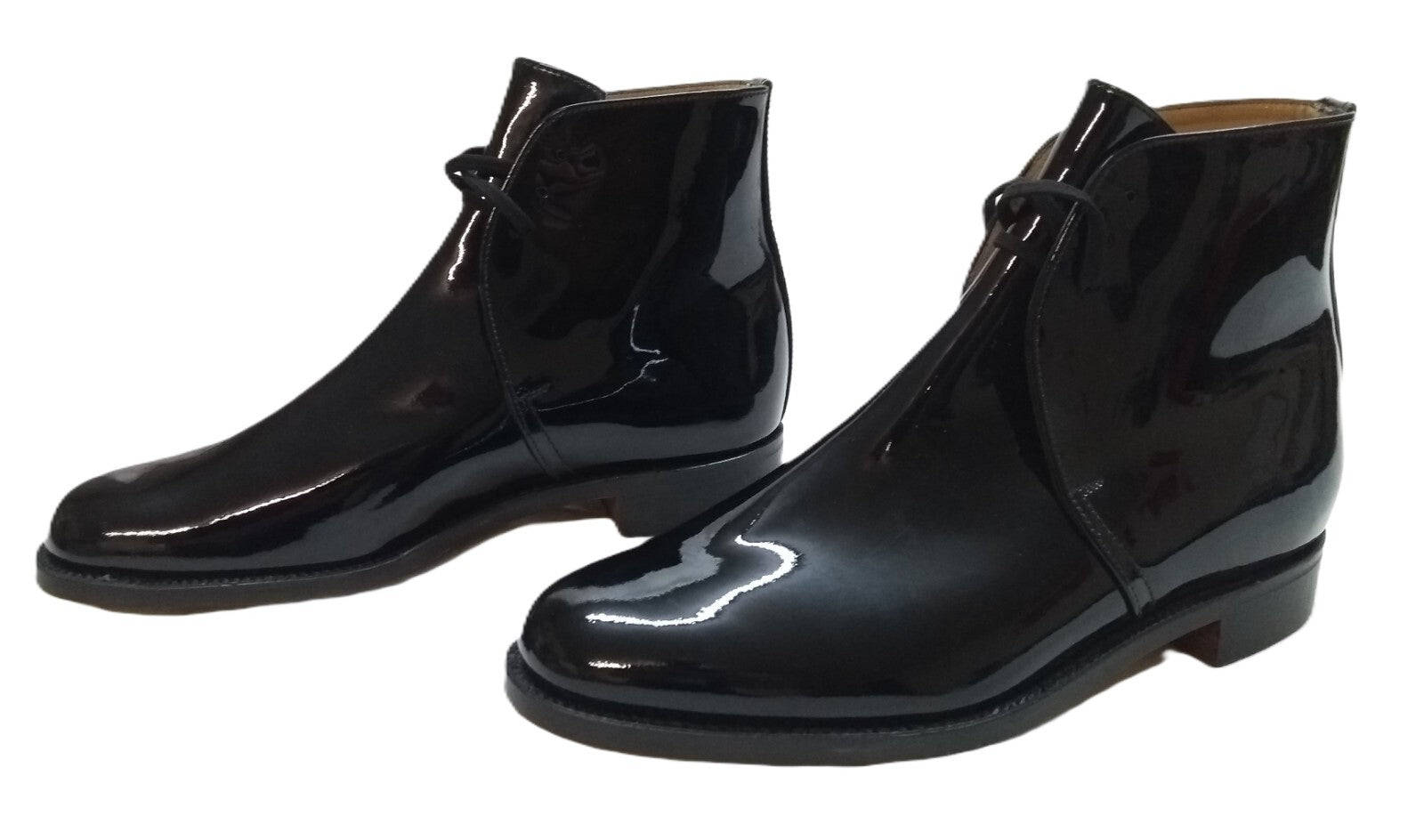 Sanders George Boots Officers Black Patent No Spur Box Housing Size 6