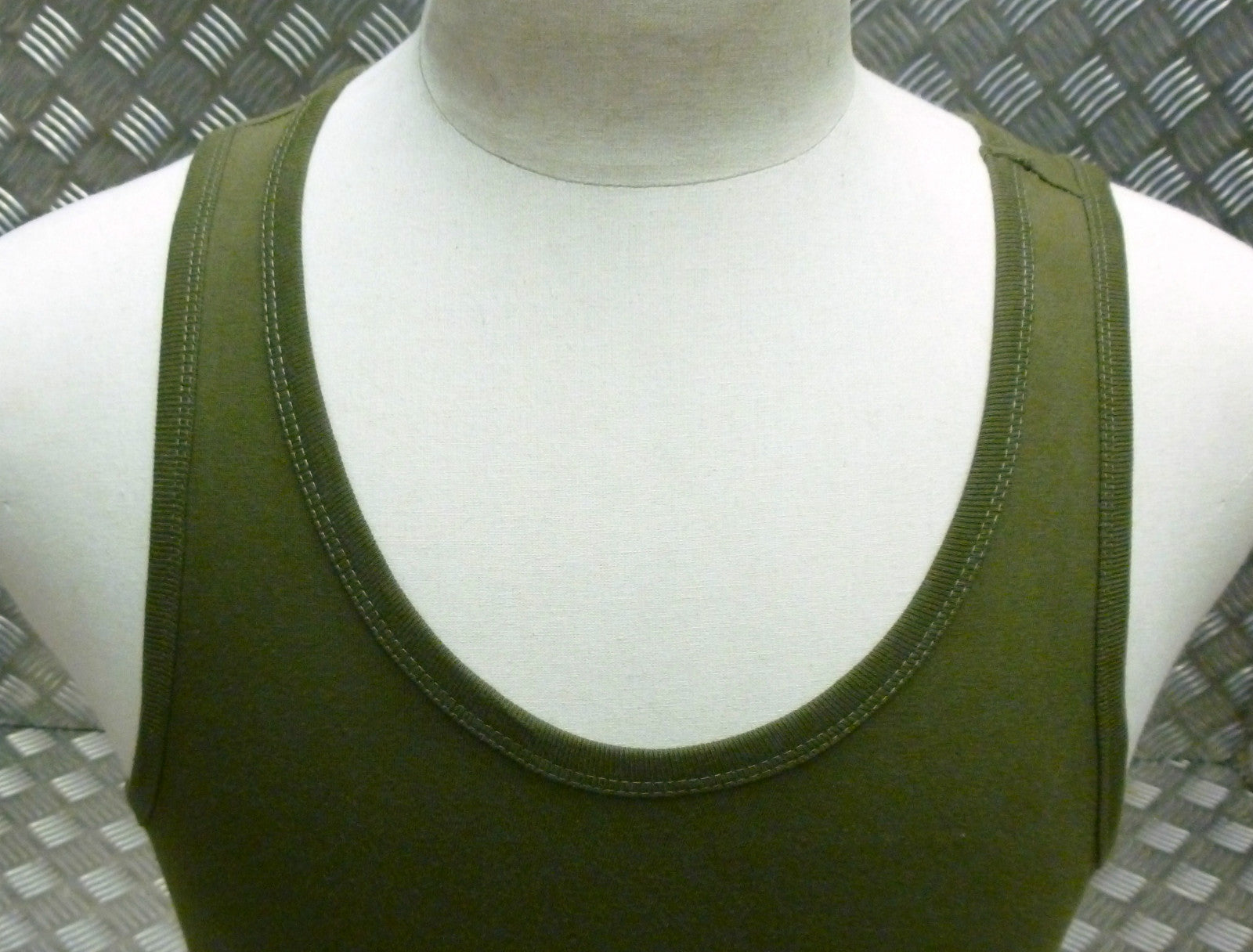 100% Cotton OD Military Style Green Sleeveless Vest Singlet Tank Top All Sizes