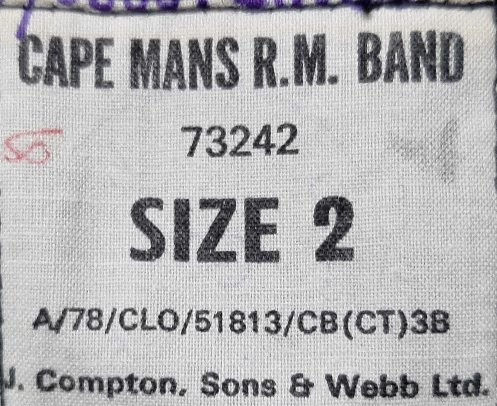 Vintage Marines Cape Old Pattern British RM Bands Uniform Compton & Webb Size 2