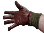 Aircrew Gloves RAF Royal Air Force & British Army 1980s Pattern Leather Palm Cotton Lined NOS