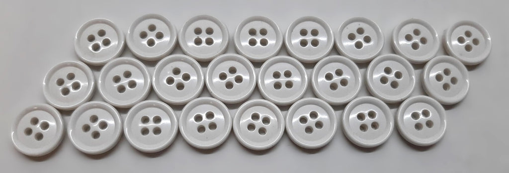 White Small Buttons for Braces British 4 Hole Pattern 14.5mm Set of 24