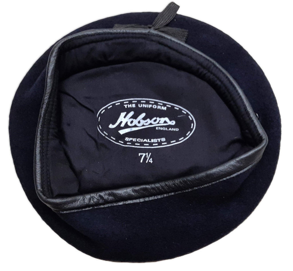 Navy Beret British Old Pattern Hobson Beret Leather Rim 7 1/2 61cm