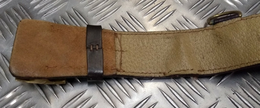 Vintage Brown Leather Sam Browne Belt Missing D Clip