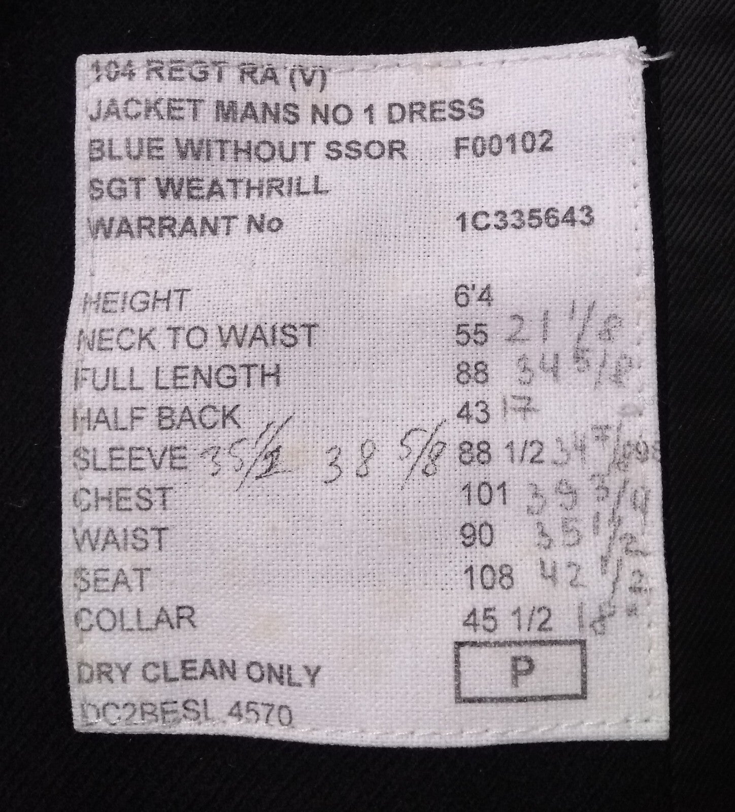 British Army Jacket No1 Blues Dress Tunic Blues ORs Unissued No Buttons or Shoulder Straps
