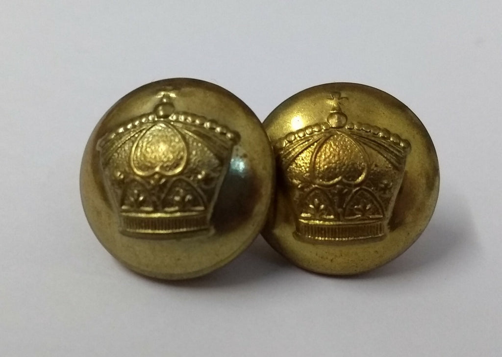 Vintage Crown Buttons Brass Ringed Back Raised Insignia 16.3mm UK Made  X4