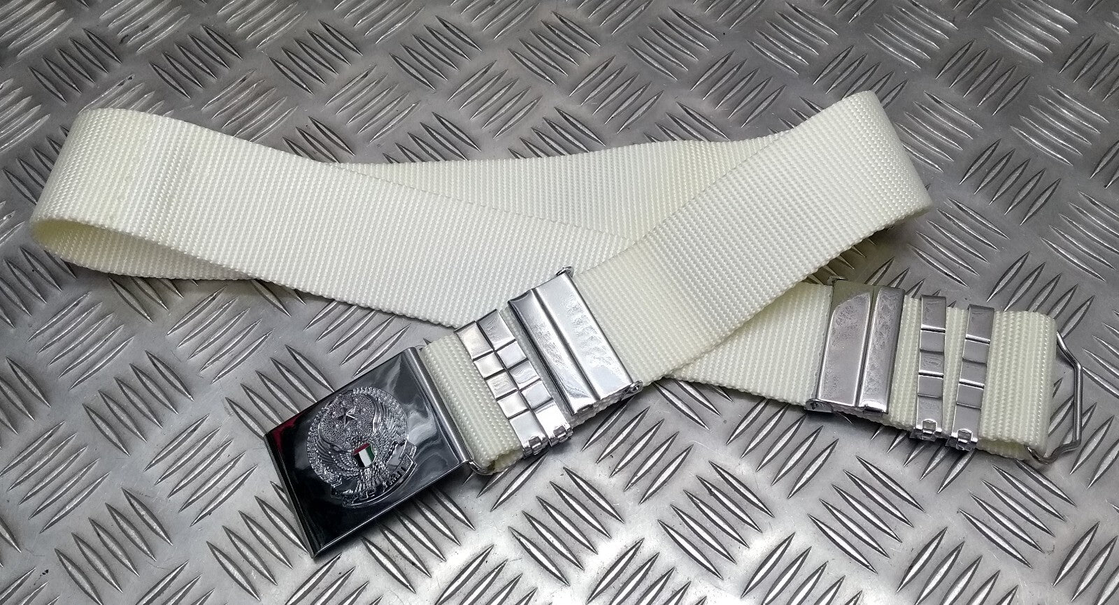 Abu Dhabi Belt White Nylon With Buckle For Ceremonial & Parade Duties