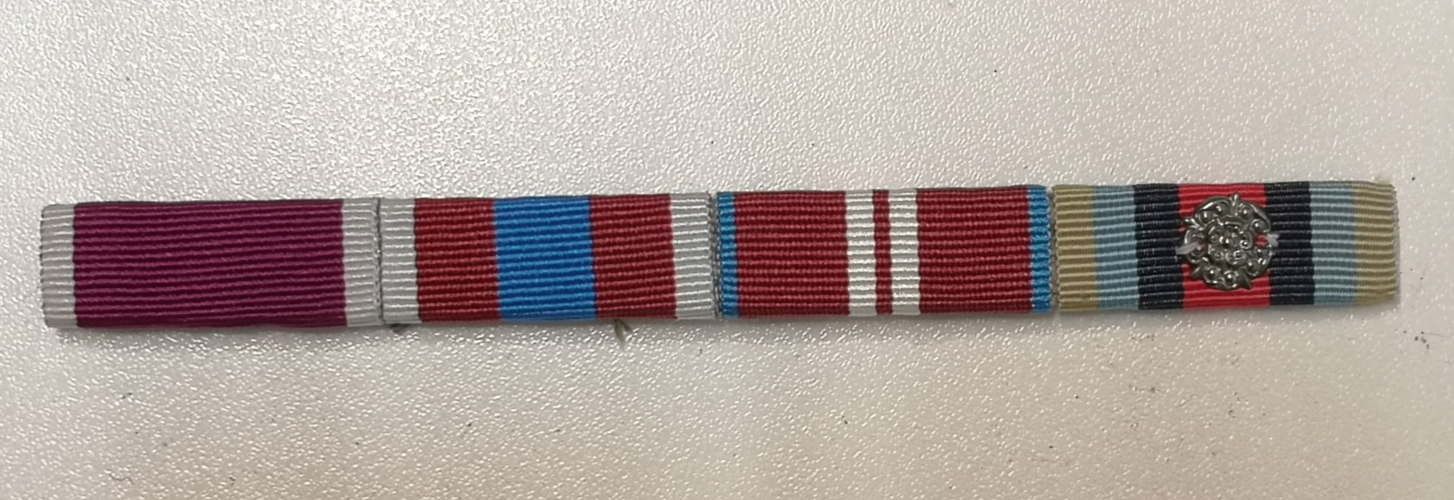 Medal Ribbons 4 in one row with Rosette for No1 No2 Dress British Army Uniform