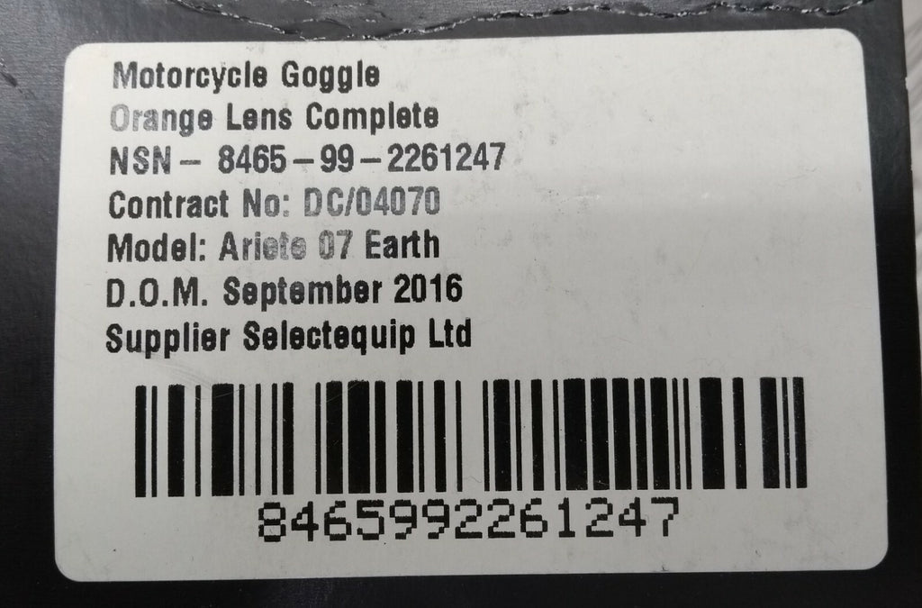 Motorcycle MX Goggles 07 With Orange Lens Genuine British Army Issue NEW