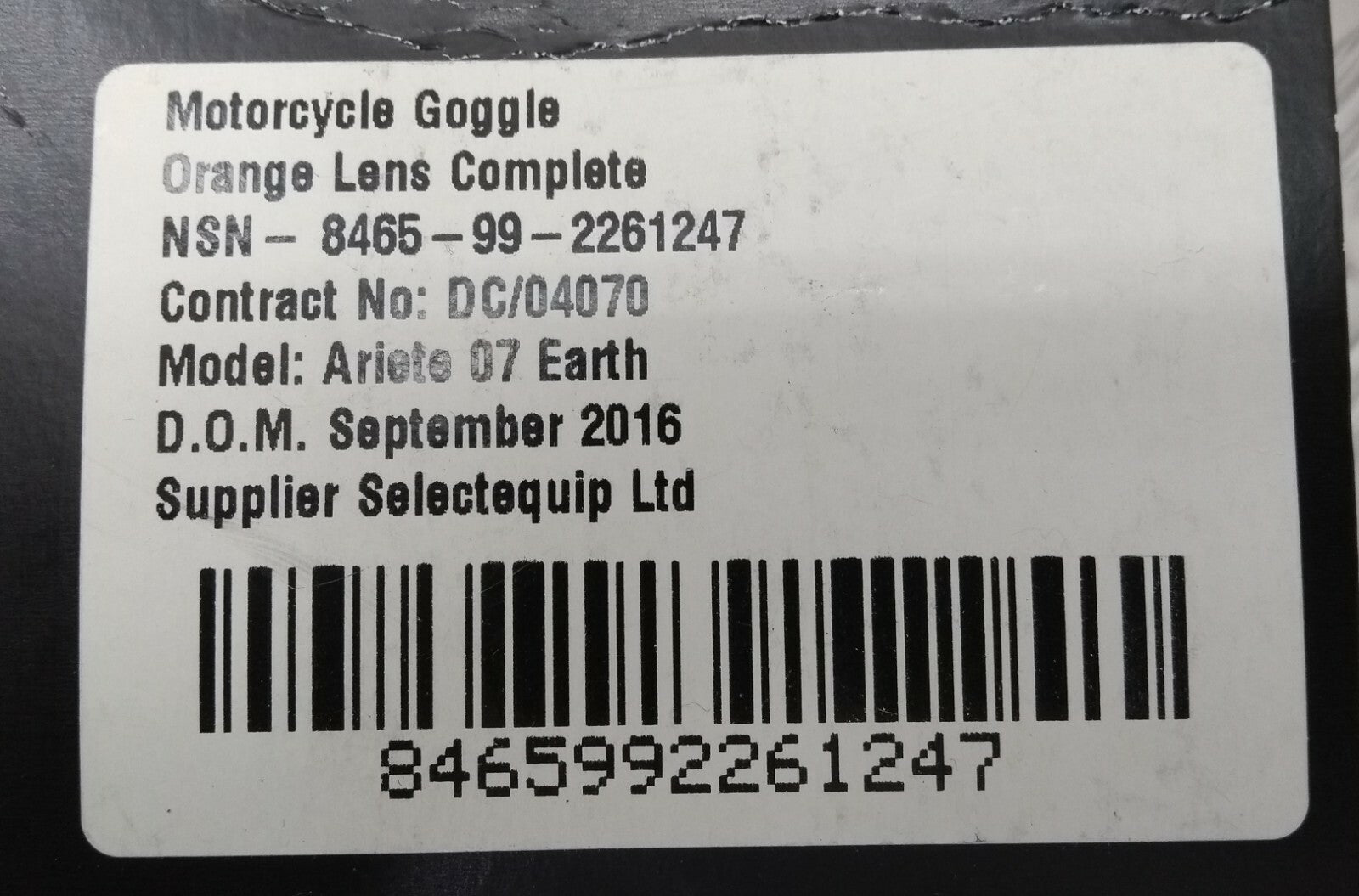 Motorcycle MX Goggles 07 With Orange Lens Genuine British Army Issue NEW