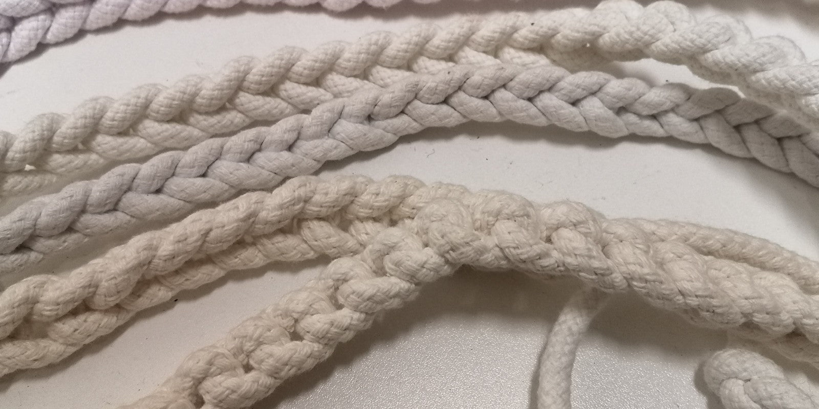 White Plaited Drum Tracer Ropes Joblot of 8