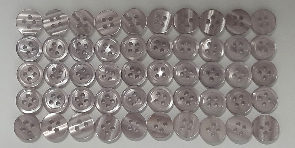 50 Vintage Buttons 4 Hole For Dress Shirts Pearlesque Cool Blue 9.9mm NOS