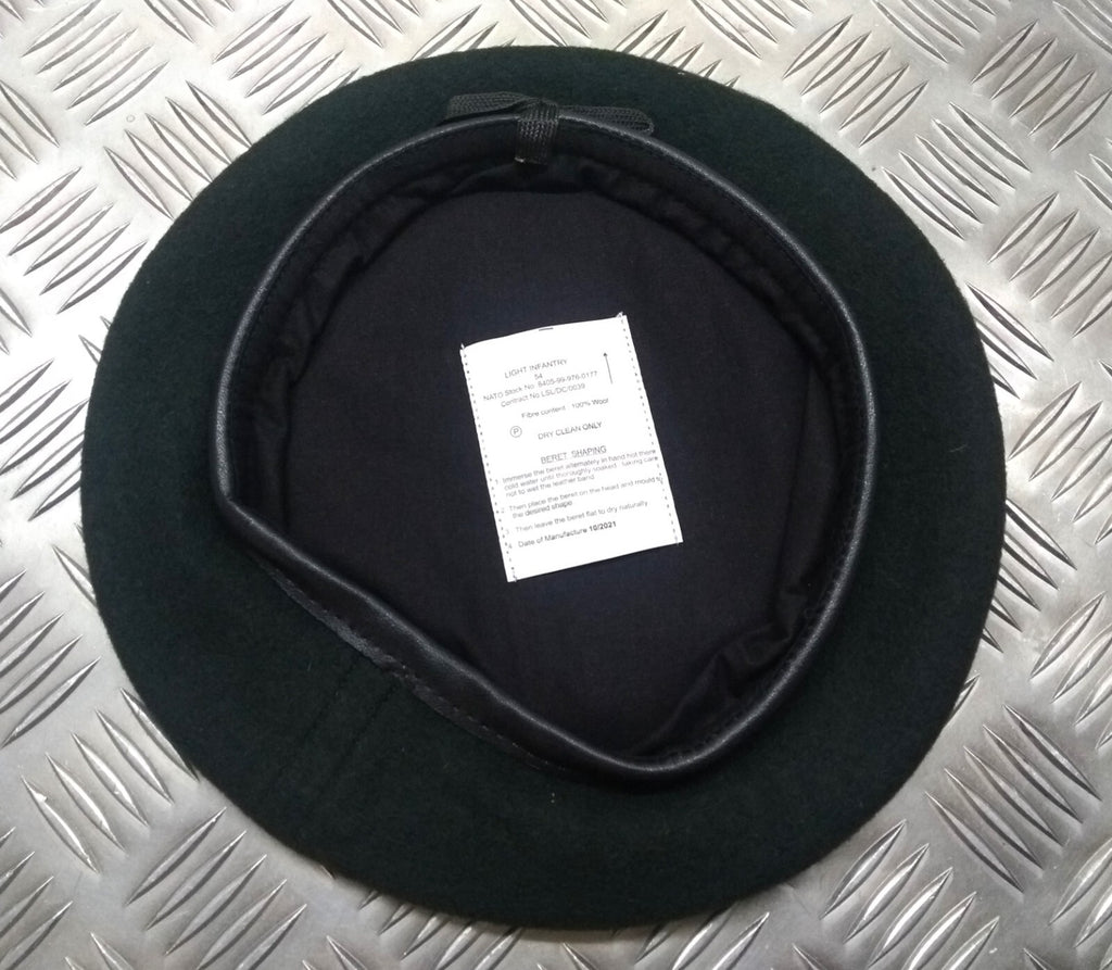 Light Infantry LI Rifle Green Wool Beret. Genuine British Issue Size 54cm - NEW