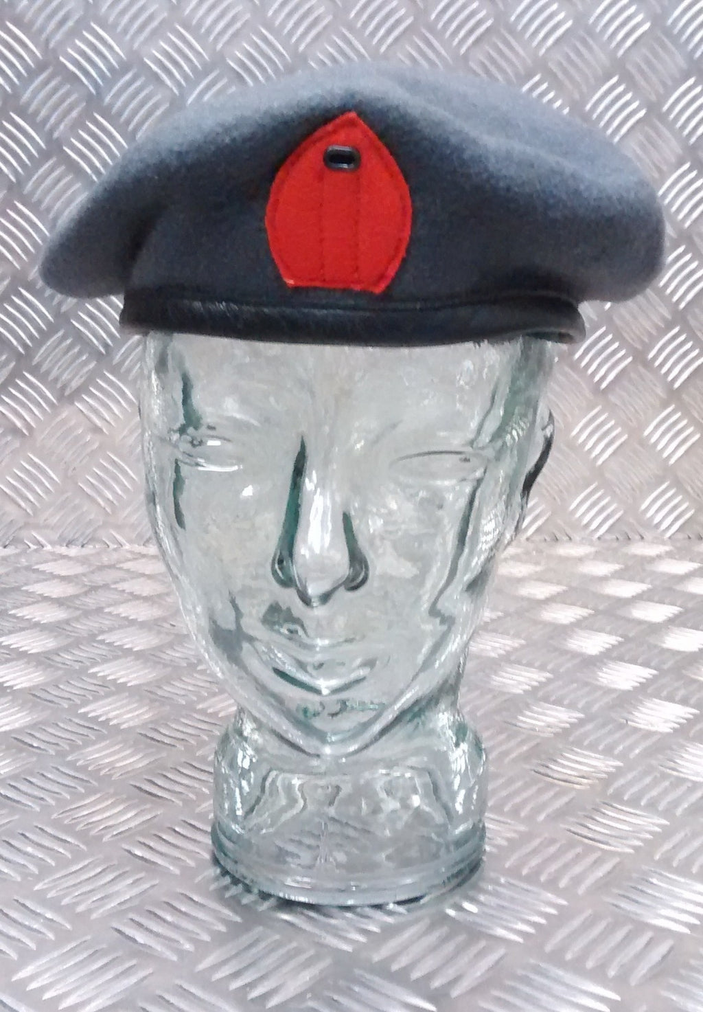 Genuine British QARANC Blue Grey Wool Beret Red Tear Drop Tab New