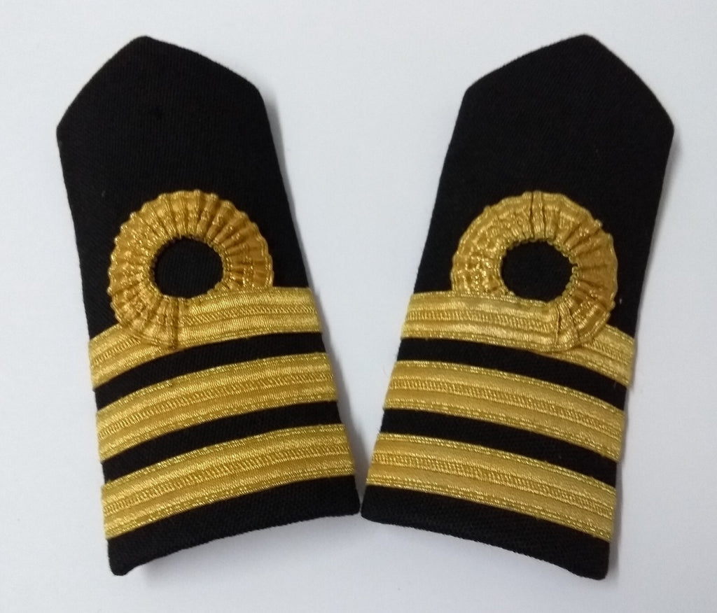 Naval Officers Commander Uniform Shoulder Boards Epaulette Black & Gold Detail