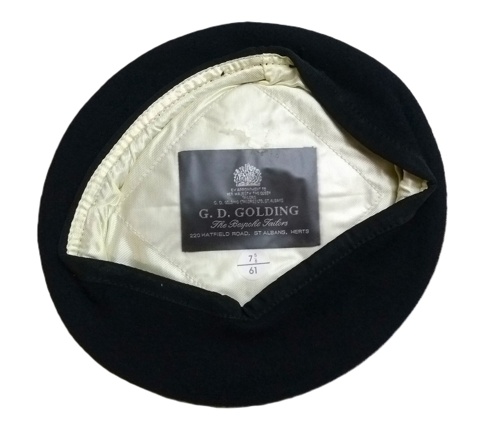 Navy Blue Beret Goldings Officers' Pattern Wool / Silky Lining & Petersham Trim