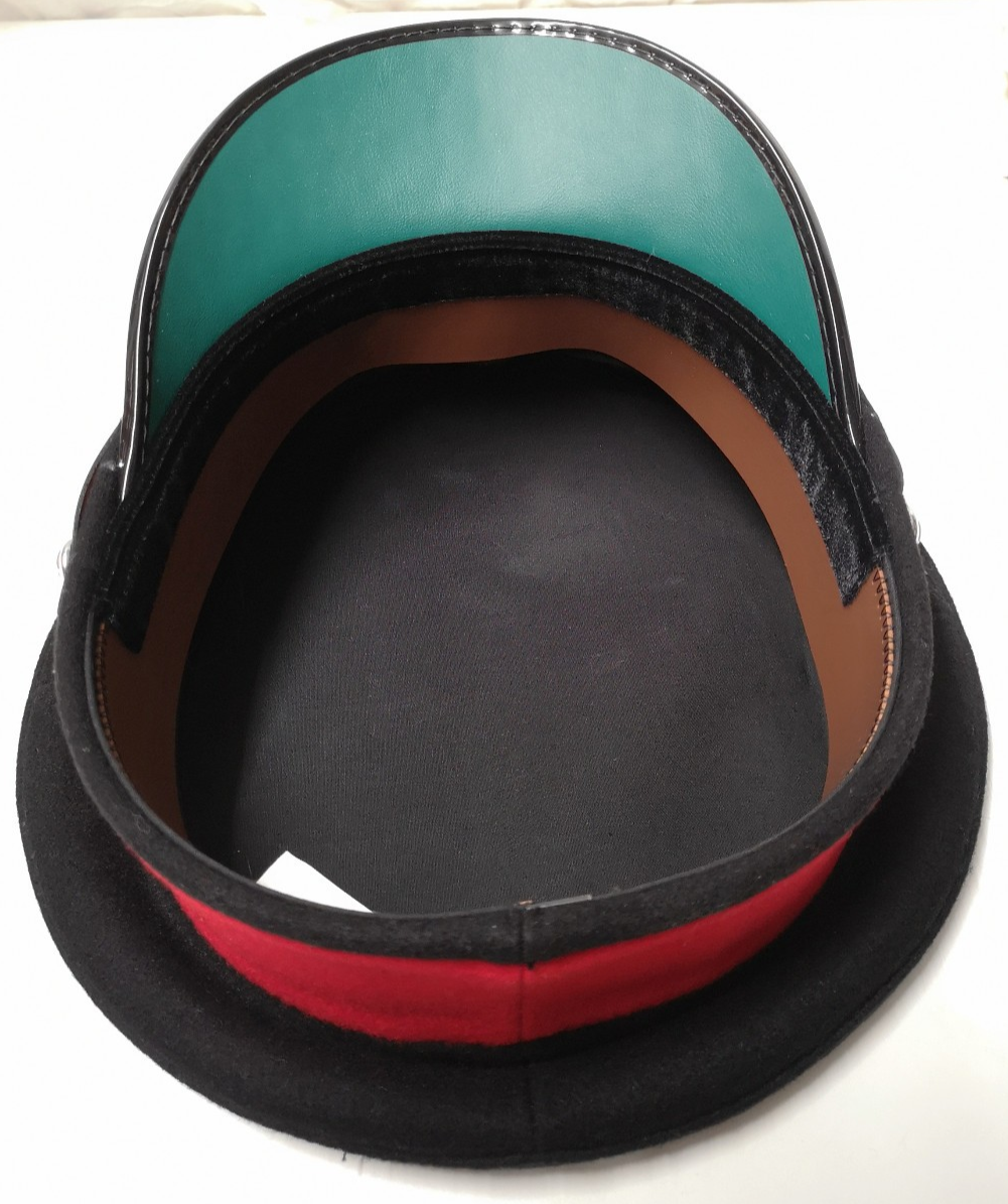 Dark Blue Red Plain Peaked Ceremonial Hat with Silver Queen's Crown 56cm