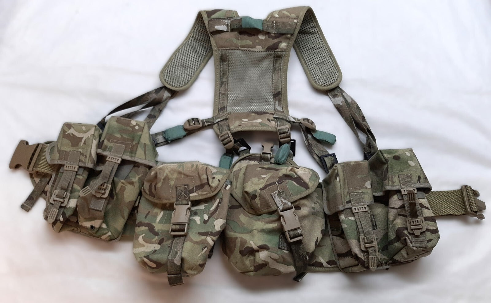Airborne Army Webbing MTP British Assault Camo Belt Yoke & Assorted Pouches (4)