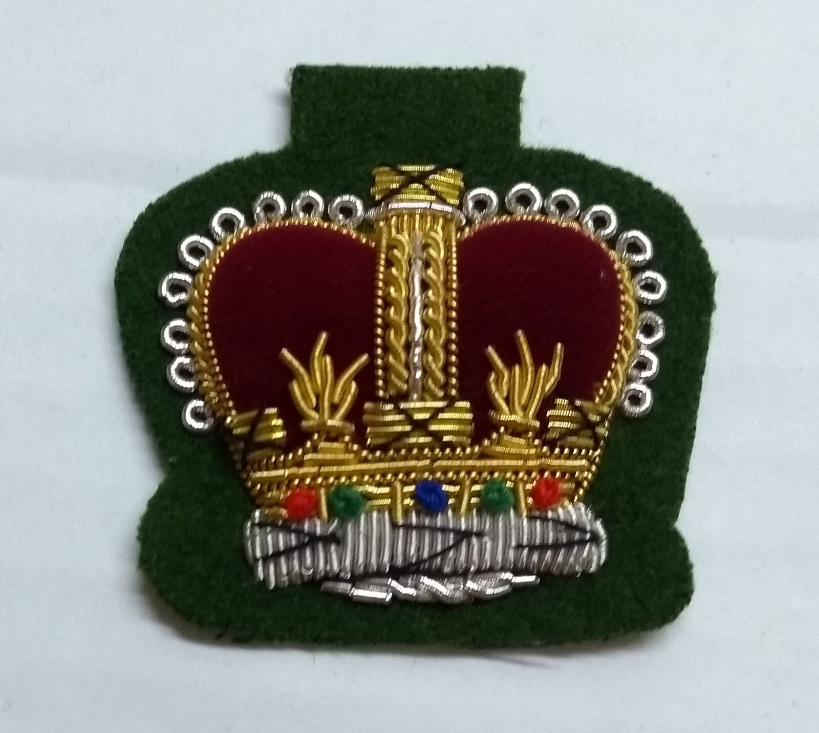 Warrant Officer Crown No1 WO 2 Green British Army Hand Embroidered Arm Patch