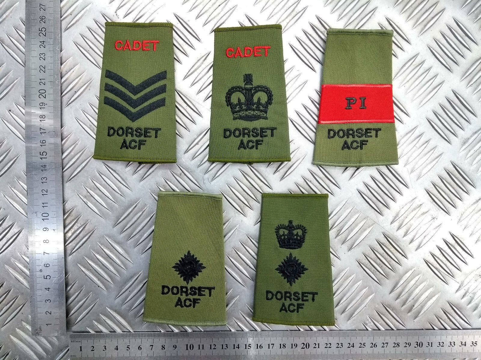 Dorset ACF OD Green Rank Slides British Army - NEW