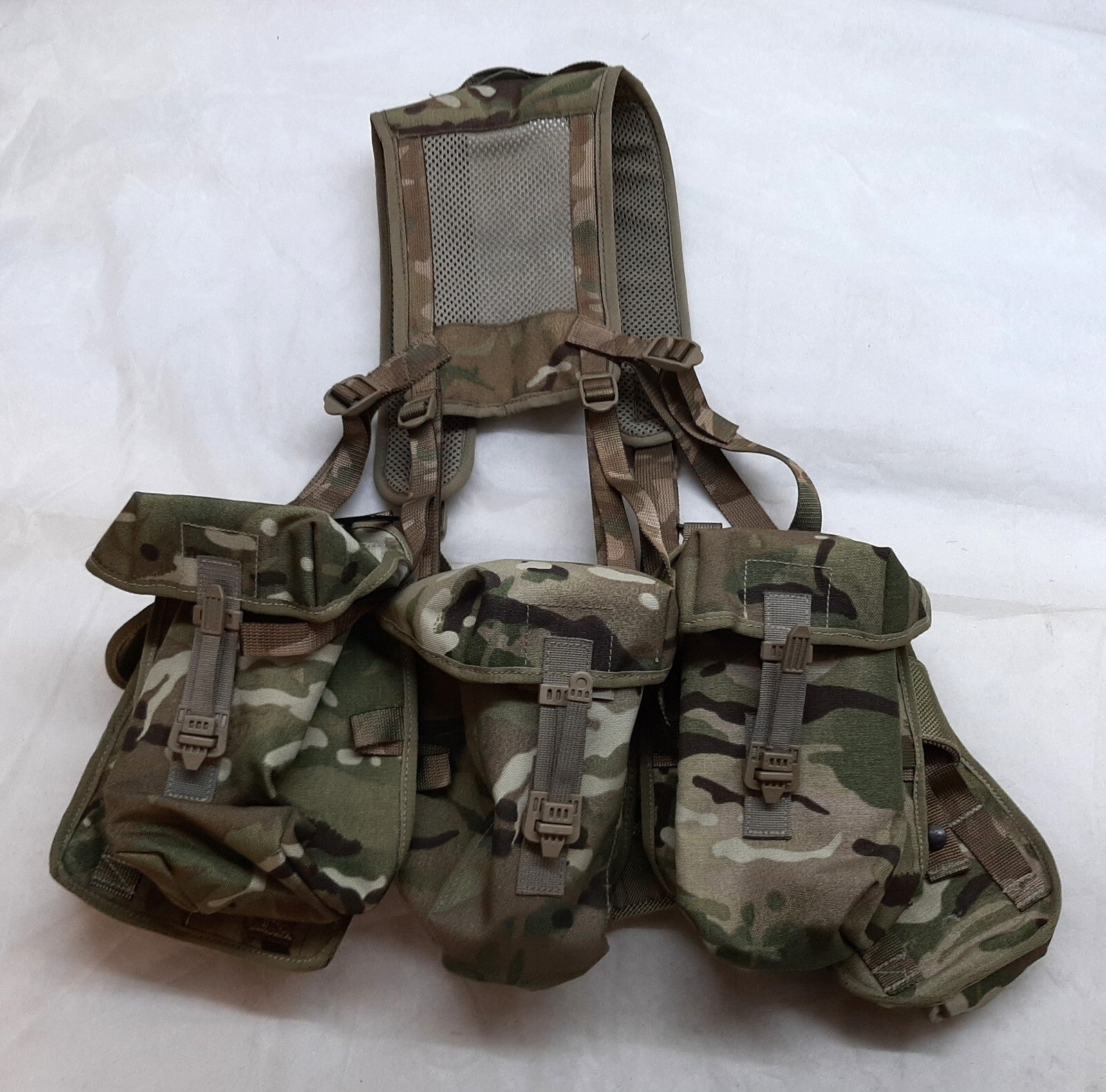 Airborne Army Webbing British Assault Camo Belt Yoke & Assorted Pouches (5)