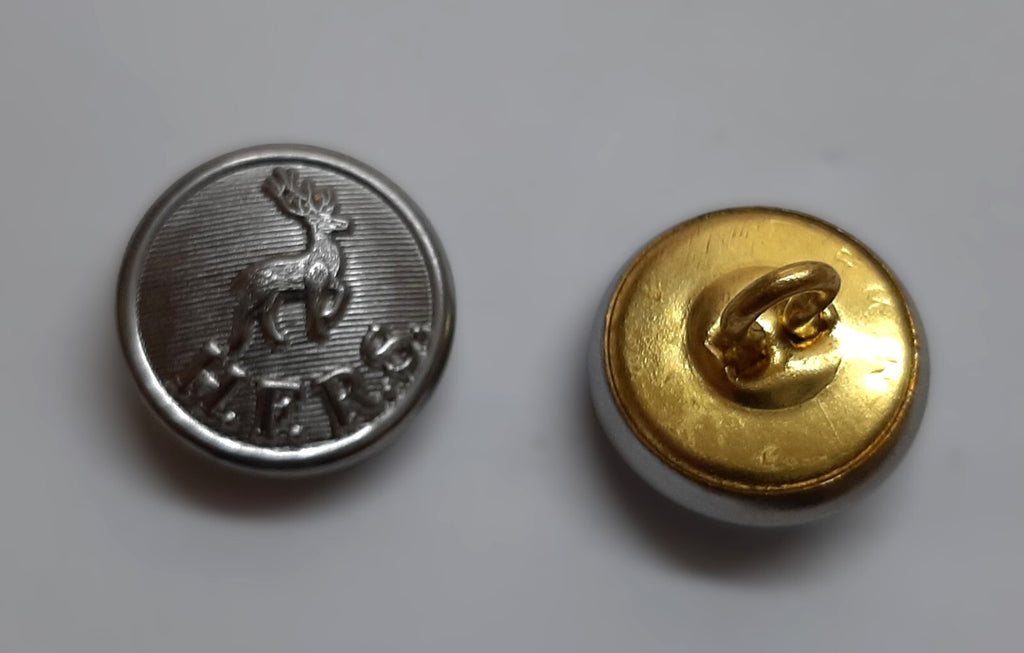 Hertfordshire Buttons Ring Back H F R S Obsolete Stag / Hart Insignia 26L 2 Prs