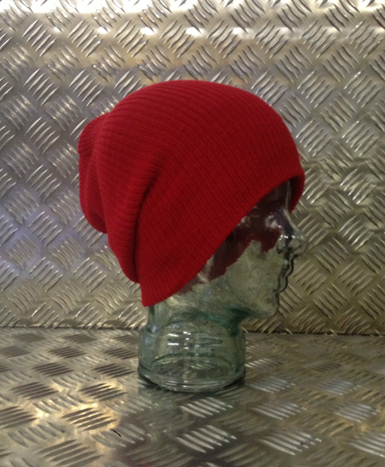 Red Knitted Beanie Hat / Watch Cap / Woolly Hat - One size - NEW