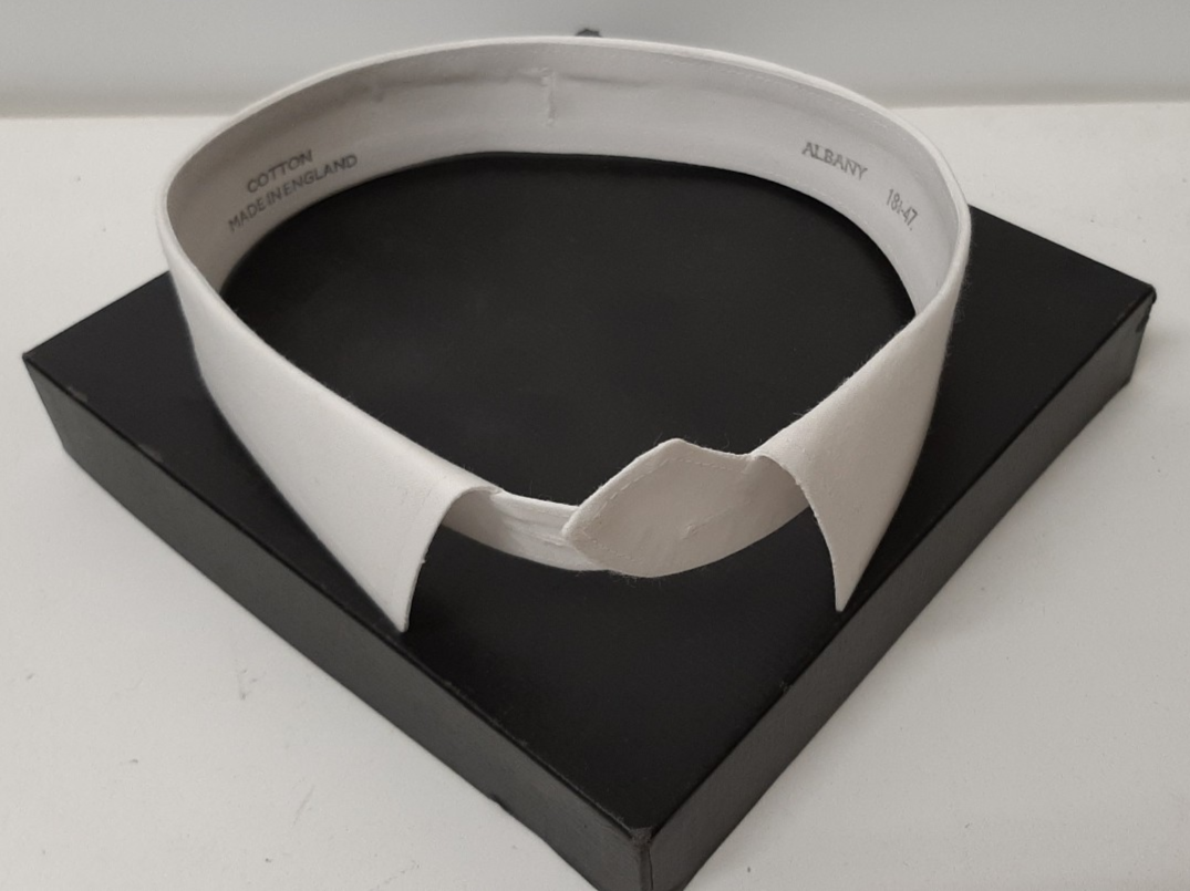 Stiff White Detachable Fold Down Albany Style Collar Cotton Made in England