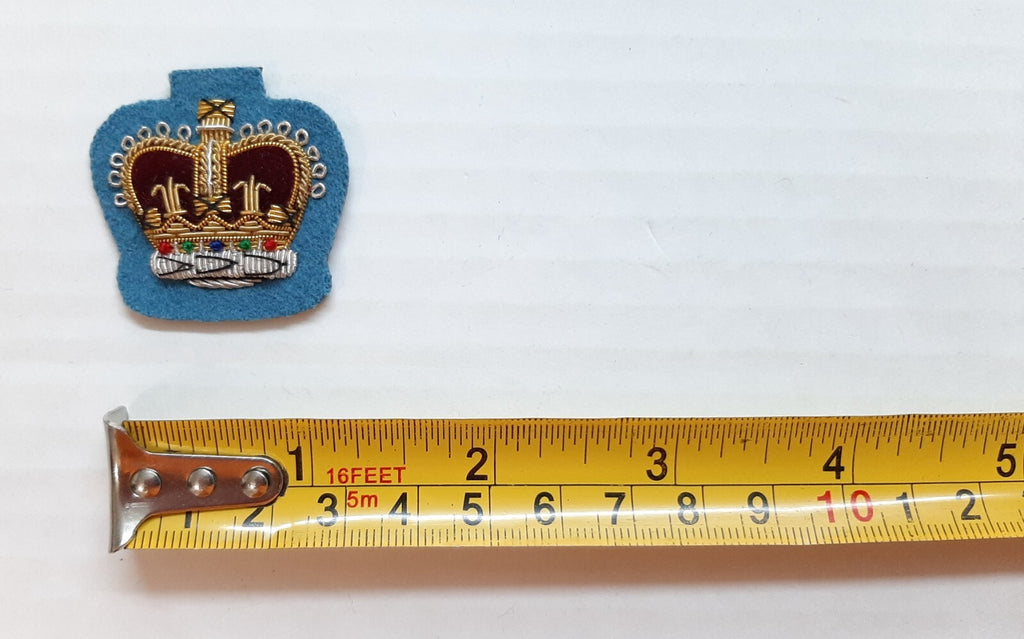 AAC 3/4" Crown British Army Hand Embroidered Air Corps Rank Insignia Blue Ground