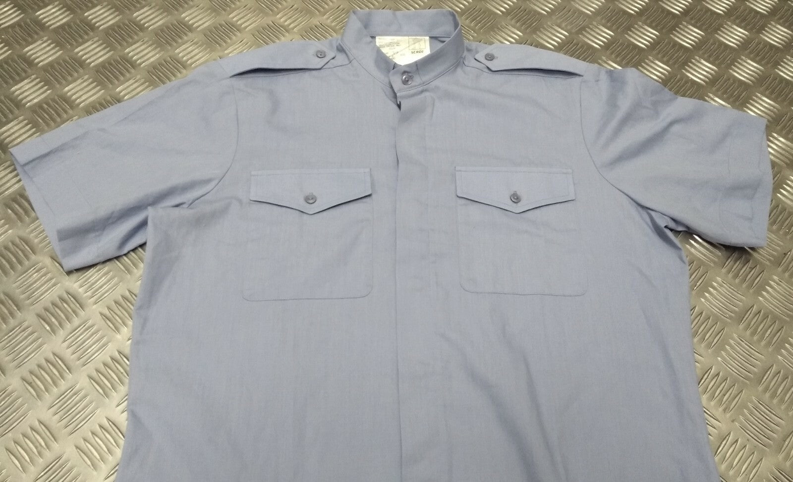 RAF Royal Air Force Chaplains Shirt Short Sleeve Stand Up Collar Light Blue 38cm NEW