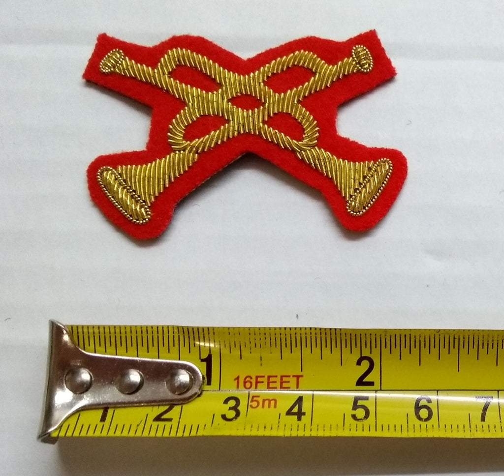 Mess Kit Badge Trumpets British Army Red Felt Hand Embroidered Arm Patch