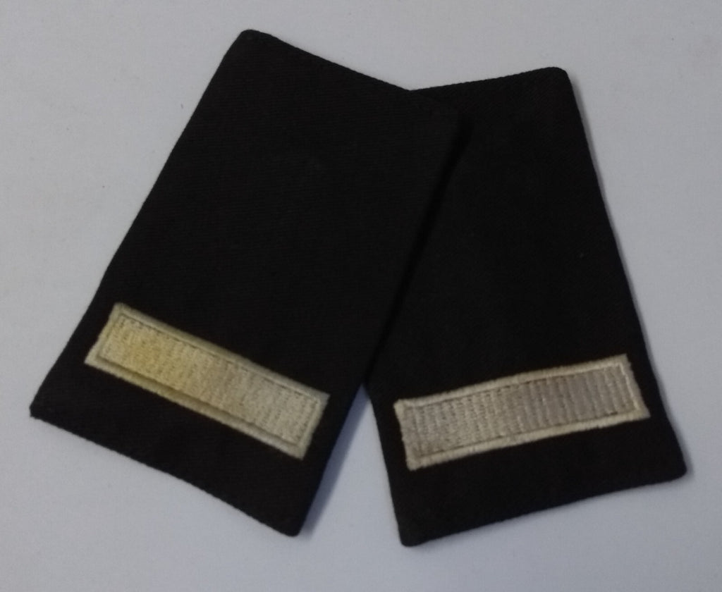 1 Bar Slides British Made Shoulder Rank Sliders Silver Bar on Black 1 Pair Used