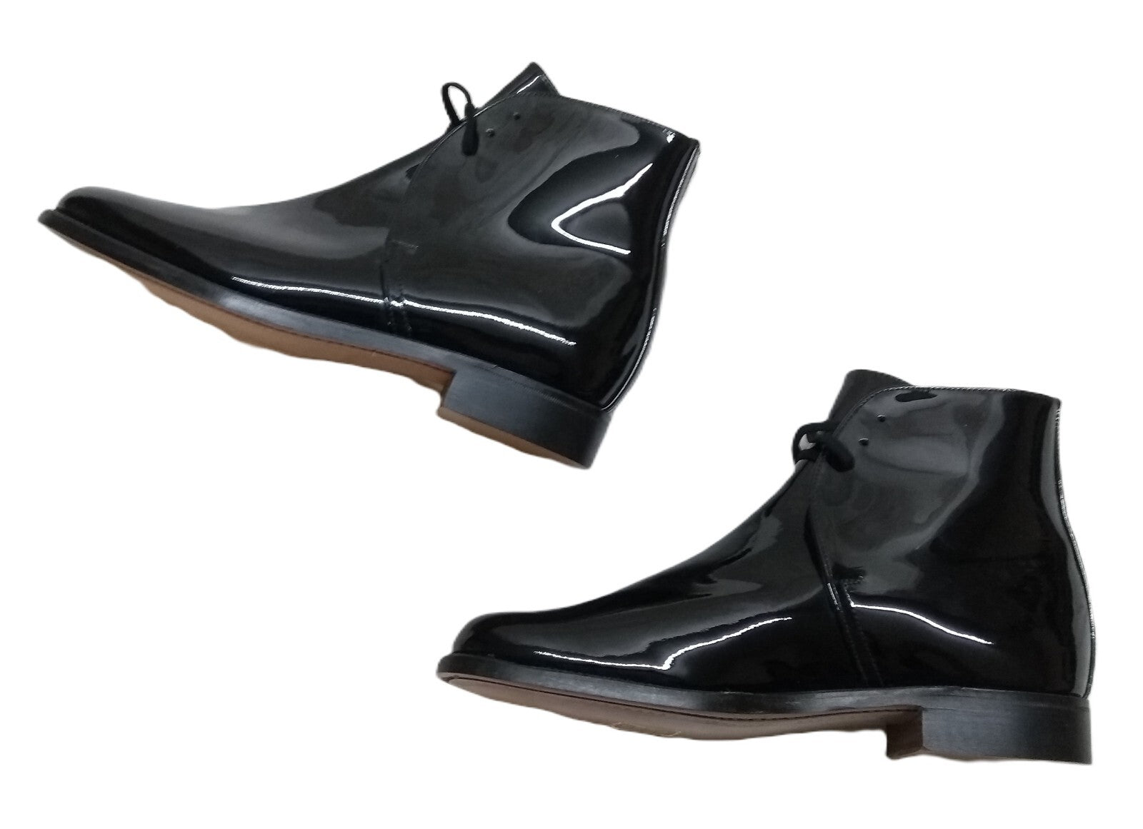 Sanders George Boots Officers Black Patent No Spur Box Housing Size 6