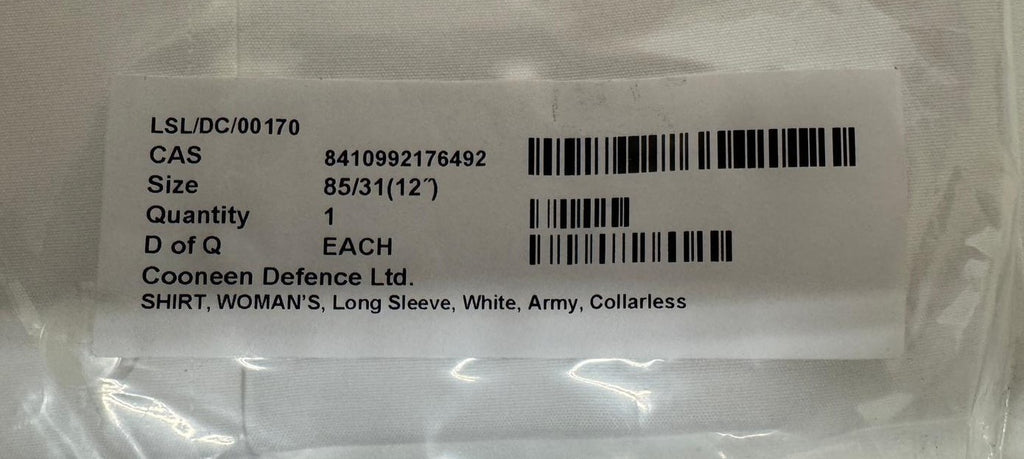Collarless Shirt Army White Womans Long Sleeve Officers & Mess Dress NEW