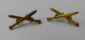 Vintage Insignia Badges Small Crossed Swords Prong Fittings 1 Pair Gold Coloured