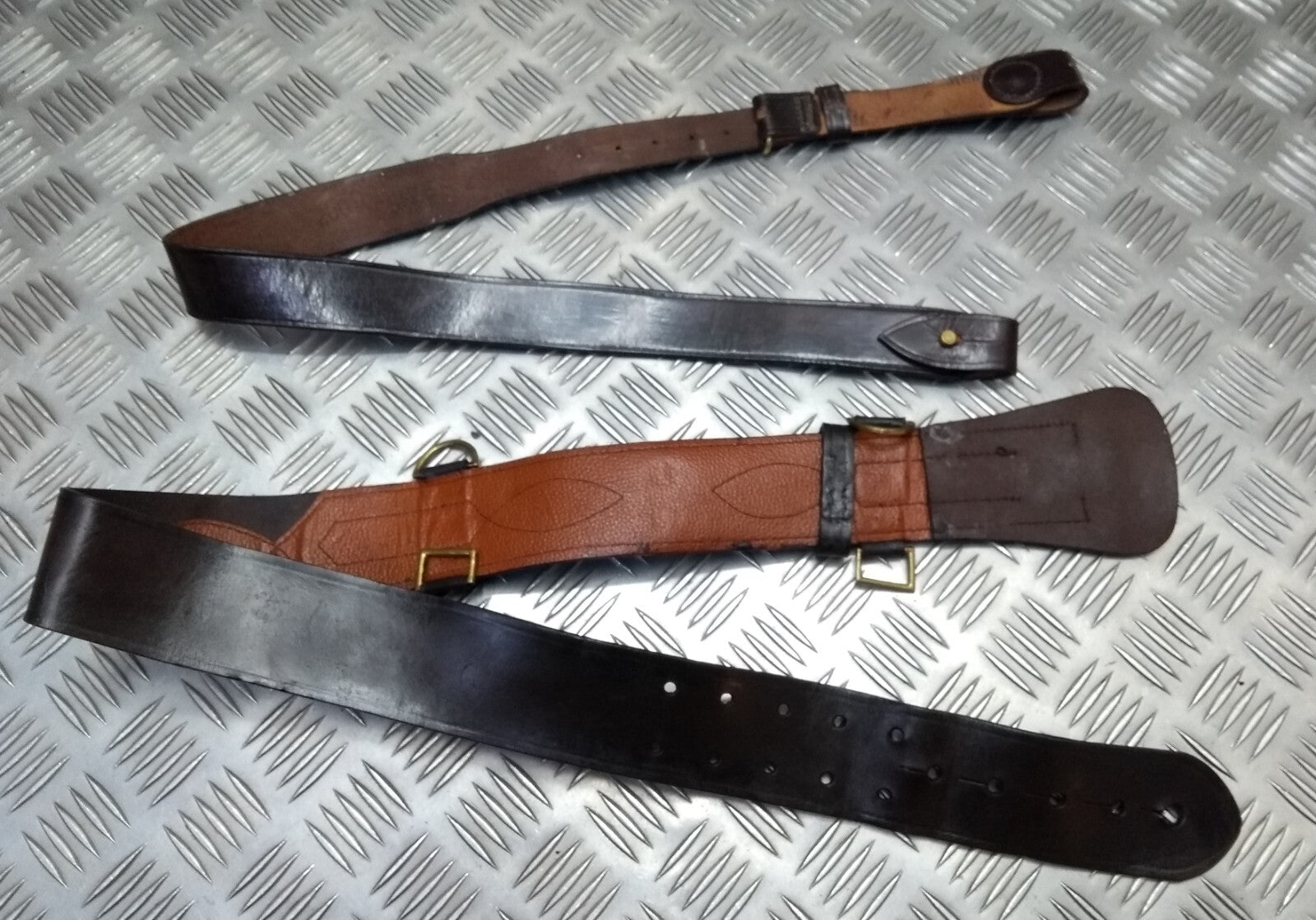 Sam Browne Brown Leather Belt & Shoulder Strap British Issue No Main Buckle