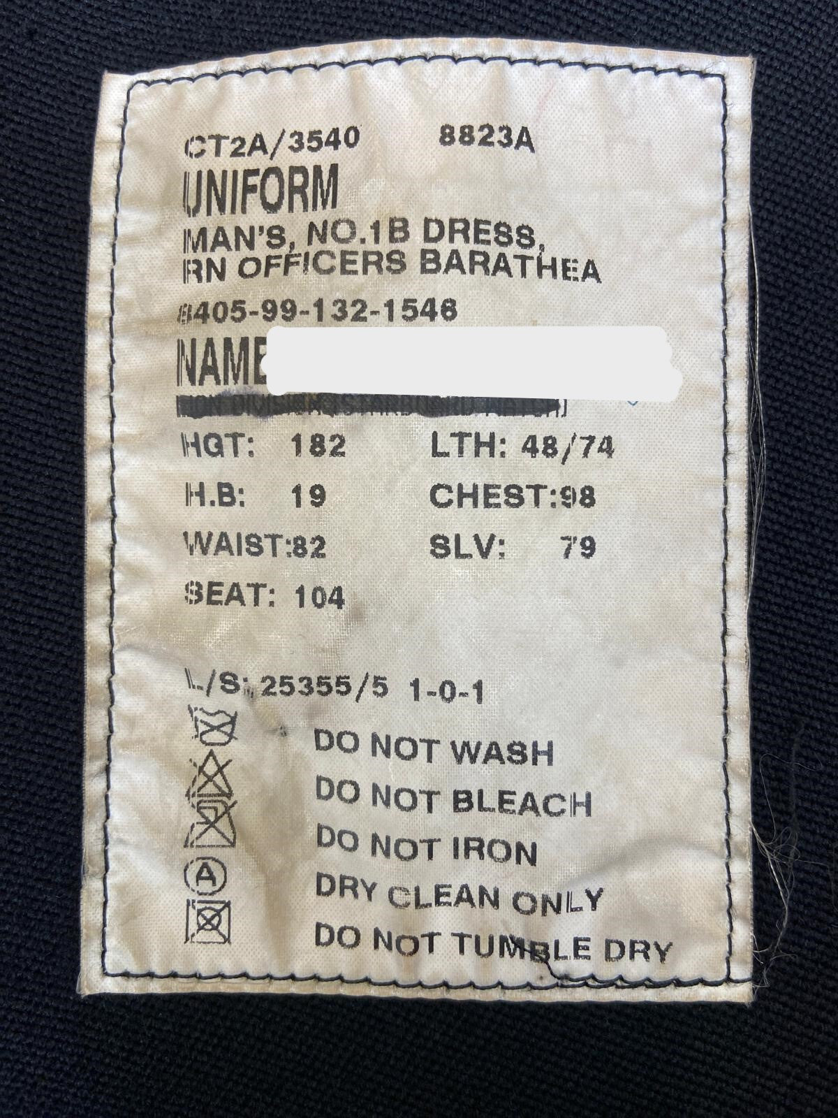 No1B Lieutenant Commander LT CDR Barathea Jacket British Royal Navy 98cm Chest