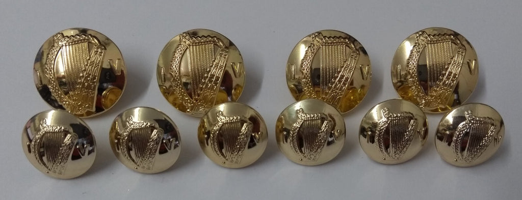 Irish Volunteers I V Harp Insignia Jacket Buttons Set of 10