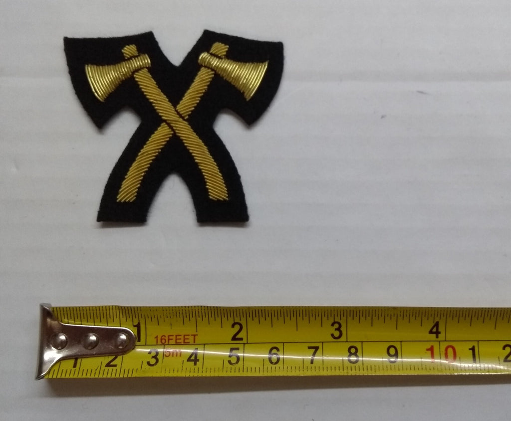 Mess Kit Badge Pioneer Axes on Navy British Hand Embroidered Arm Patch