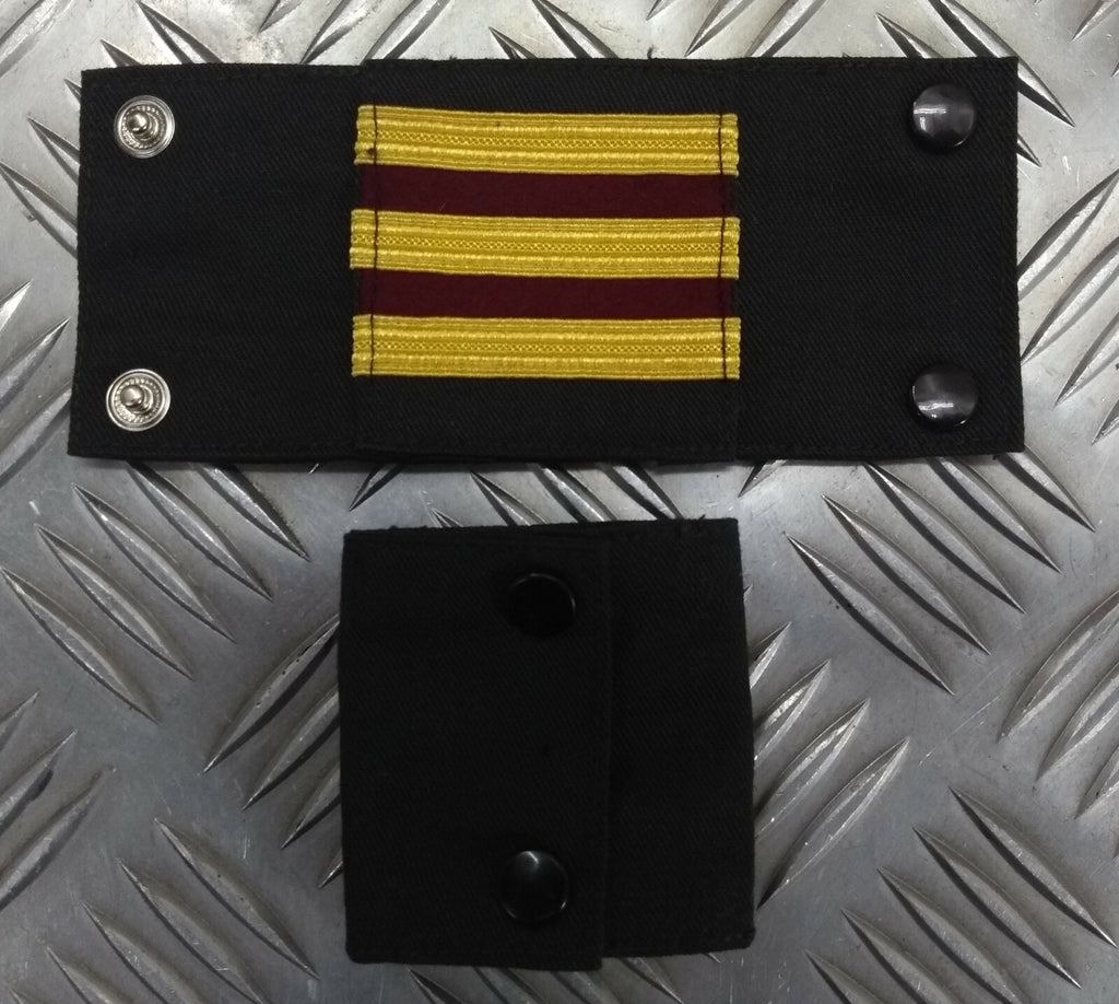 Genuine Vintage Navy Rank Shoulder Tabs Press Stud Gold Lace & Burgundy Flashes